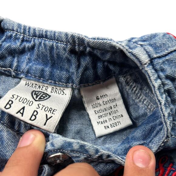 All Star Looney Tunes 90’s Baseball No. 1 Baby Romper - Picture 6 of 7